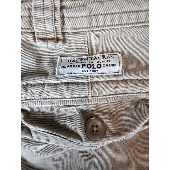 Vintage Polo Ralph Lauren Paratrooper Cargo Shorts Mens 35 Military Heavy Khaki - Picture 3 of 5